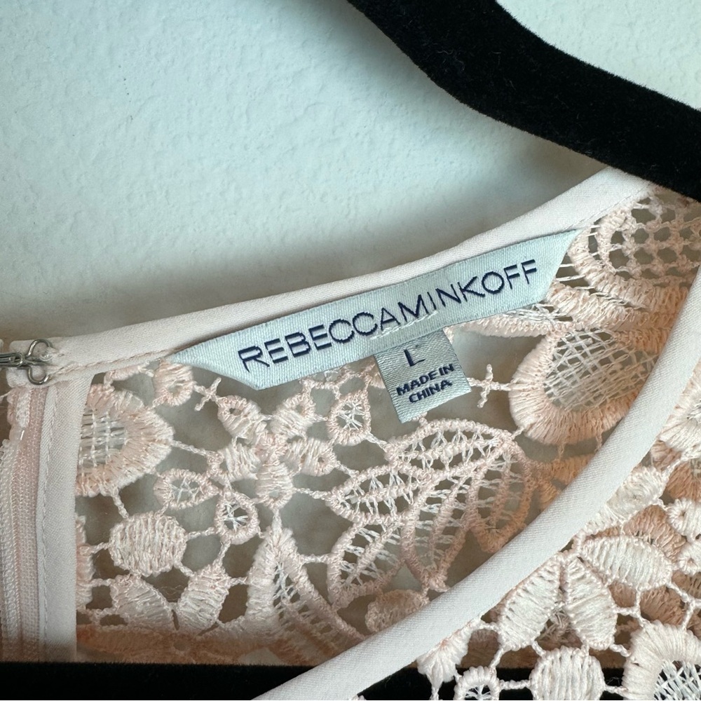 ✅ Rebecca Minkoff lace floral sheer zip up blouse top size L - Picture 10 of 12
